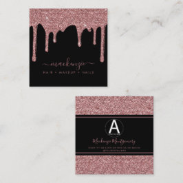 Zwart Roos Gold Glitter-schijven Bedrijfs Logo Vierkante Visitekaartje