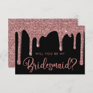 Zwart Roos Gold Glitter-schijven Bridesmaid Kaart