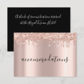 Zwart Roos Gold Glitter-schijven Informatiekaartje (Voorkant / Achterkant)