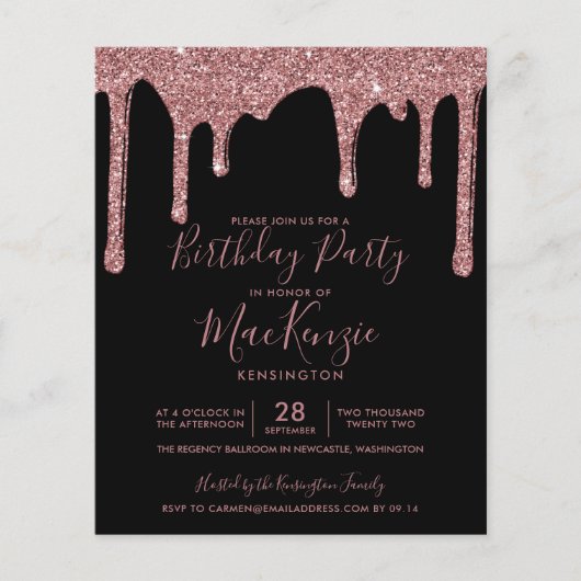 Zwart Roos Gold Glitter-schijven 's ochtends (Voorkant)