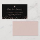 Zwart Roos Gold Glitter-script Informatiekaartje (Voorkant / Achterkant)