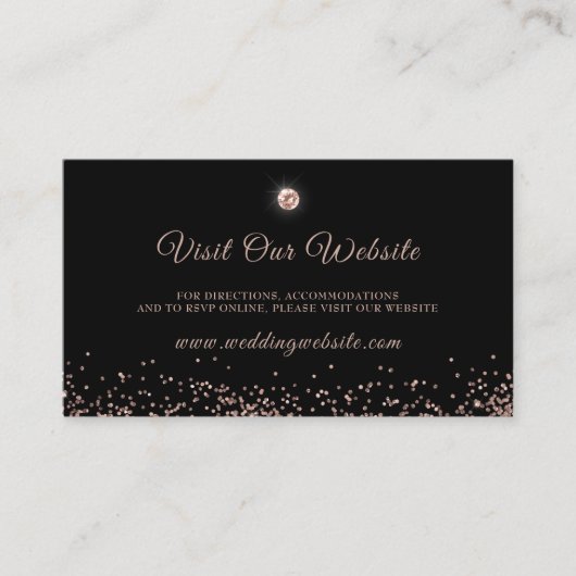 Zwart Roos Gold Glitter-script Informatiekaartje (Voorkant)