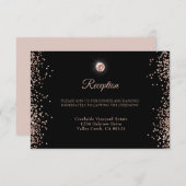 Zwart Roos Gold Glitter-script Informatiekaartje (Voorkant / Achterkant)