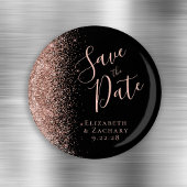 Zwart Roos Gold Glitter Script Sla de datum op Magneet