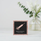 Zwart Roos Gold Glitter Spuit Plastic chirurg Vierkante Visitekaartje (Staand voorkant)