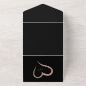 Zwart Roos Gold Glitter Wedding Art Deco All In One Uitnodiging (Buitenkant)