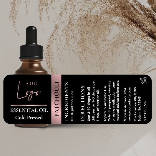 Zwart & Roos Gold Logo Essential Oil Waterproof Labels