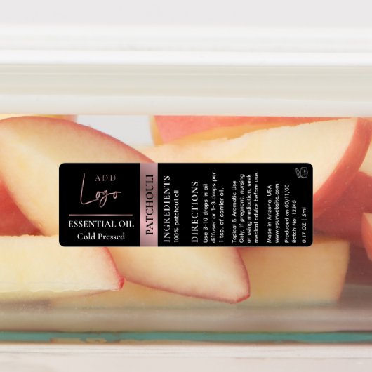 Zwart & Roos Gold Logo Essential Oil Waterproof Labels (Aangebracht)