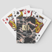 Zwart/Roos Gold marble Gold Box, naam/Monogram Vs6 Pokerkaarten (Achterkant)