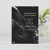 Zwart Roos Gold Marble Minimal Elegant Wedding Inv Kaart (Staand voorkant)