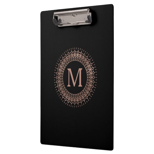Zwart Roos Gold Medallion Monogram Klembord (Links)