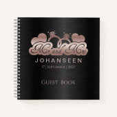 Zwart Roos Gold Mr. & Mrs. pasgetrouwden bruilofte Notitieboek (Voorkant)