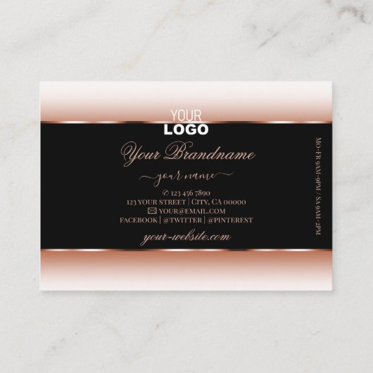 Zwart Roos Gold Oval Lijst Logo Golden Ombre Visitekaartje (Achterkant)