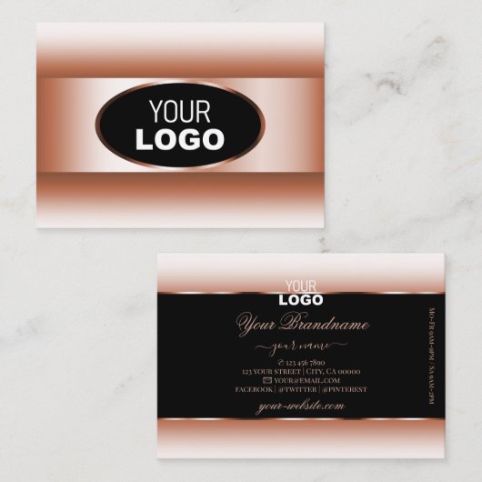Zwart Roos Gold Oval Lijst Logo Golden Ombre Visitekaartje (Voorkant / Achterkant)