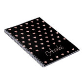 Zwart Roos Gold Polka Dot Hearts Gepersonaliseerd Notitieboek (Rechterzijde)