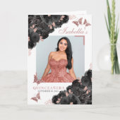 Zwart-Roos Gold Quinceanera Tiara Butterflies Programma (Voorkant)