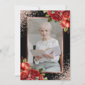 Zwart Roos Gold Red Rose Fotoviering van het Leven Kaart (Achterkant)