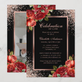 Zwart Roos Gold Red Rose Fotoviering van het Leven Kaart (Voorkant / Achterkant)