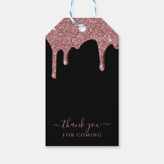 Zwart Roos Gold Sparkle Driving Glitter Hartelijk  Cadeaulabel (Voorkant)