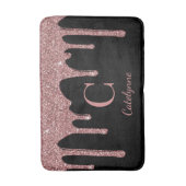 Zwart Roos Gold Sparkle Driving Glitter Monogram Badmat (Voorkant Verticaal)