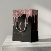 Zwart Roos Gold Sparkle Driving Glitter Monogram Medium Cadeauzakje