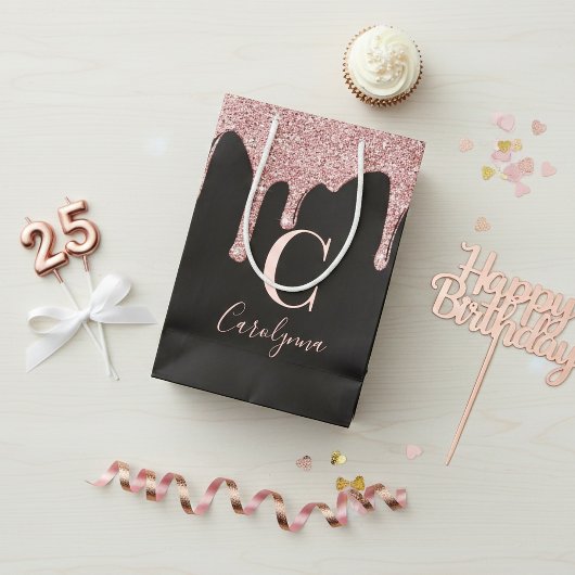 Zwart Roos Gold Sparkle Driving Glitter Monogram Medium Cadeauzakje