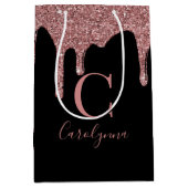 Zwart Roos Gold Sparkle Driving Glitter Monogram Medium Cadeauzakje (Voorkant)
