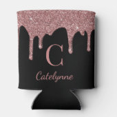 Zwart Roos Gold Sparkle Glitter Drift Monogram Blikjeskoeler (Achterkant)