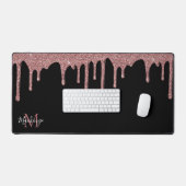 Zwart Roos Gold Sparkle Glitter Drift Monogram Bureaumat (Keyboard & Muis)