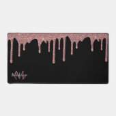 Zwart Roos Gold Sparkle Glitter Drift Monogram Bureaumat (Voorkant)