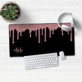 Zwart Roos Gold Sparkle Glitter Drift Monogram Bureaumat