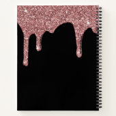 Zwart Roos Gold Sparkle Glitter Drift Monogram Notitieboek (Achterkant)