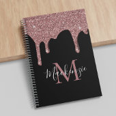 Zwart Roos Gold Sparkle Glitter Drift Monogram Notitieboek