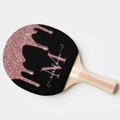 Zwart Roos Gold Sparkle Glitter Drift Monogram Tafeltennisbatje (Zijkant)