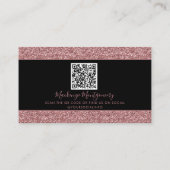 Zwart Roos Gold Sparkle Glitter Drift QR-code Visitekaartje (Achterkant)
