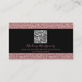 Zwart Roos Gold Sparkle Glitter Drift QR-code Visitekaartje