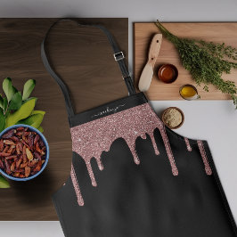 Zwart Roos Gold Sparkle Glitter Drips Gepersonalis Schort