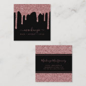 Zwart Roos Gold Sparkle Glitter drukt luxe op Vierkante Visitekaartje (Voorkant / Achterkant)