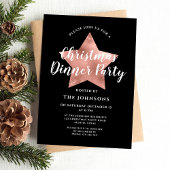 Zwart Roos Gold Star Christmas Dinner Party Kaart