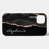 Zwart Roos Gold Waterverf gepersonaliseerd Case-Mate iPhone Case (Achterkant (horizontaal))