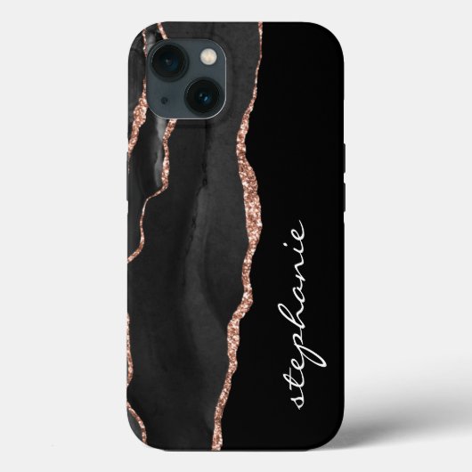 Zwart Roos Gold Waterverf gepersonaliseerd Case-Mate iPhone Case (Achterkant)