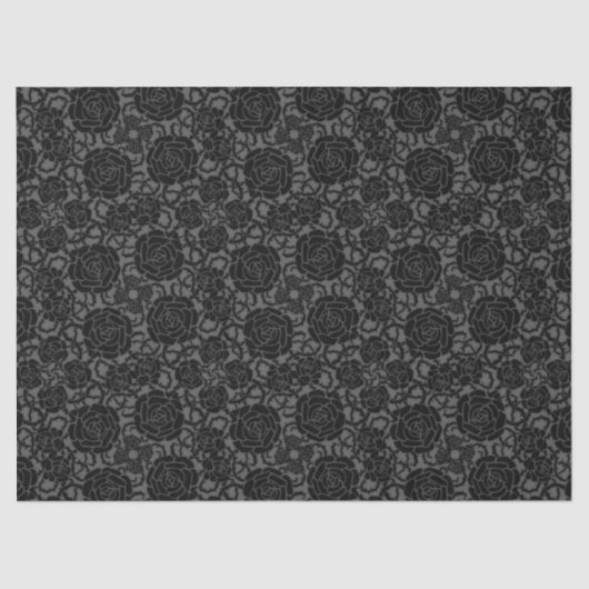 Zwart Roos Gothic Lace Achtergrondontleding Tissuepapier (Voorkant)