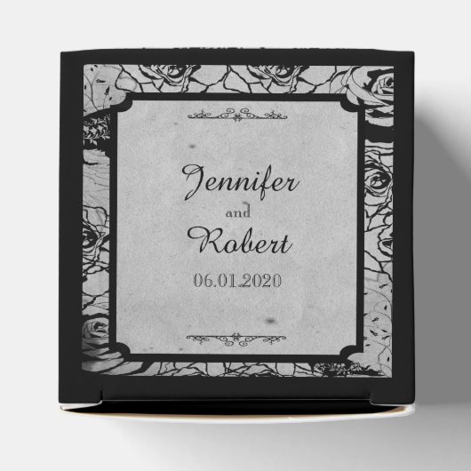Zwart Roos Gotisch Lijst Bruiloft Favor Box Bedankdoosjes (Bovenkant)