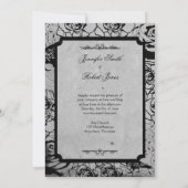 Zwart Roos Gotisch Lijst bruiloft uitnodiging (Achterkant)