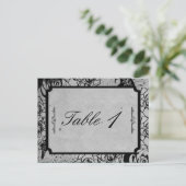 Zwart Roos Gotisch Lijst Trouwtafel nummer Briefkaart (Staand voorkant)