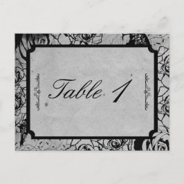 Zwart Roos Gotisch Lijst Trouwtafel nummer Briefkaart
