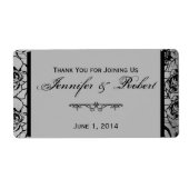 Zwart Roos Gotisch Lijst Waterflesetiket Etiket (Voorkant)