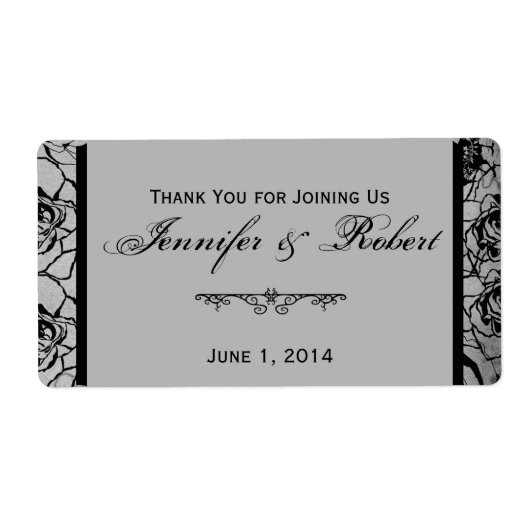 Zwart Roos Gotisch Lijst Waterflesetiket Etiket (Voorkant)