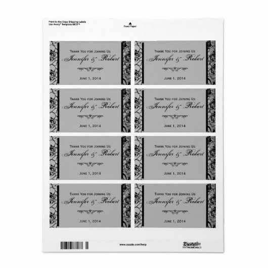 Zwart Roos Gotisch Lijst Waterflesetiket Etiket (Full Sheet)