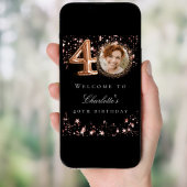 Zwart roos goud 40e foto verjaardagsfeestje welkom poster